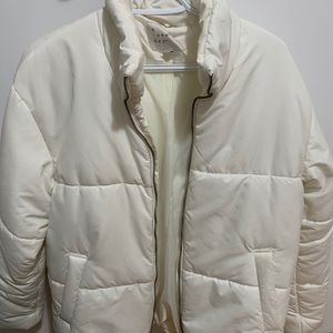 White Puffer Bomber Jacket